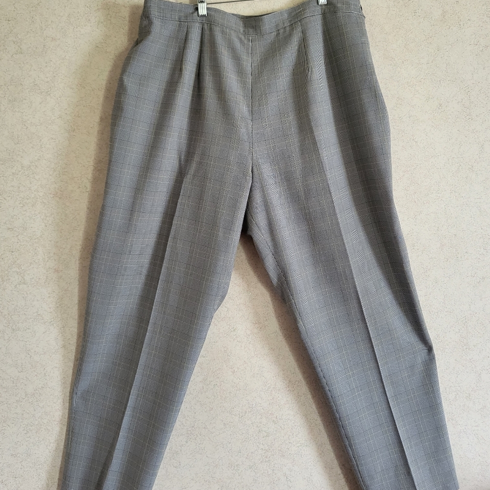Plaid slacks with neon green accent and inner satin lining.